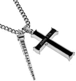 Black Cross and Nail, "For God So Loved The World"  | Stainless Steel  | Christian Jewelry