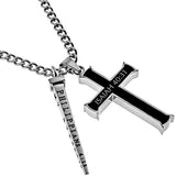 Black Cross and Nail, "Strength"  | Stainless Steel  | Christian Jewelry