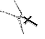 Black Cross and Nail, "Strong and Courageous "  | Stainless Steel  | Christian Jewelry