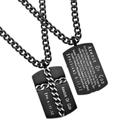 Black Chain Cross Necklace, "Armor of God"  | Eph. 6:11,12 | Christian Jewelry