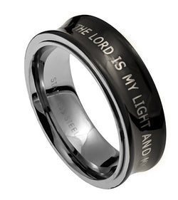Spinner Black Ring, "The Lord is my Light"