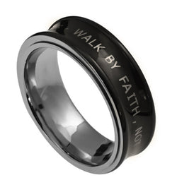 Spinner Black Ring, "Walk by Faith"