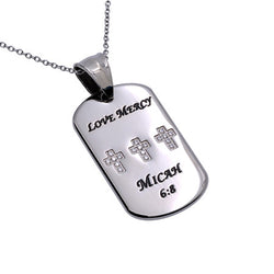 CZ Calvary Dog Tag, "Love Mercy"