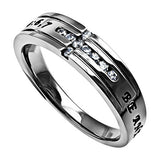 CZ Channel Cross Ring, "Anxious For Nothing"