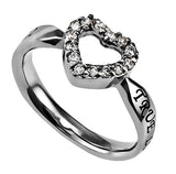 CZ Open Heart Ring, "True Love Waits"