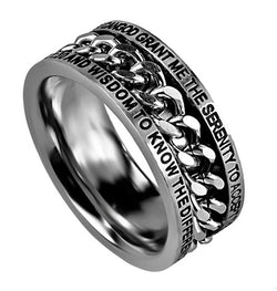 Men's Chain Ring, "Serenity Prayer"