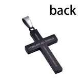Black Diamond Back Cross Pendant, "Christ My Strength“