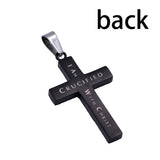 Black Diamond Back Cross Pendant, "Crucified" | Gal. 2:20 | Stainless Steel  | Christian Jewelry