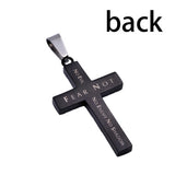 Black Diamond Back Cross Pendant, "Fear Not" | PS. 23:4 | Stainless Steel  | Christian Jewelry