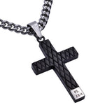 Black Diamond Back Cross Pendant, "Fear Not" | PS. 23:4 | Stainless Steel  | Christian Jewelry