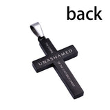 Black Diamond Back Cross Pendant, "Unashamed"