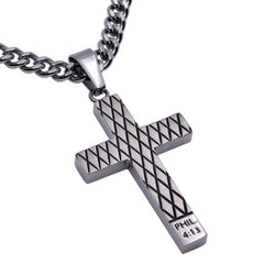 Silver Diamond Cross, "Christ My Strength"