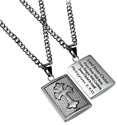 Deluxe Shield Cross, "Every Knee Shall Bow" White Graphite