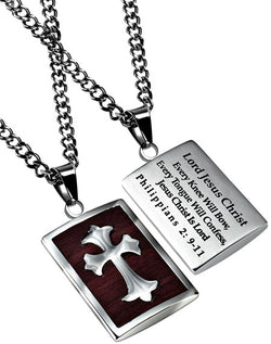 Deluxe Shield Cross, "Every Knee Will Bow" Wood Grain