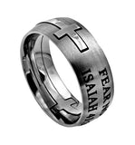 Square Double Cross Silver Ring, "Fear Not"