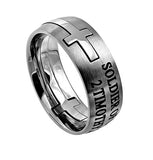 Square Double Cross Silver Ring, "Soldier Of Christ"