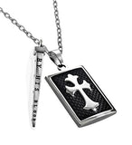 Men's Deluxe Shield Cross With Nail - Black Carbon Fiber, "Armor Of God"
