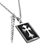 Men's Deluxe Shield Cross With Nail - Black Carbon Fiber, "His Strength"