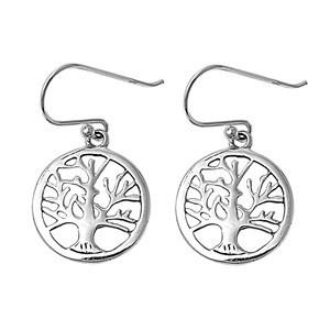 Round Tree Sterling Silver Earring,E30006,Plain Design-Wholesale