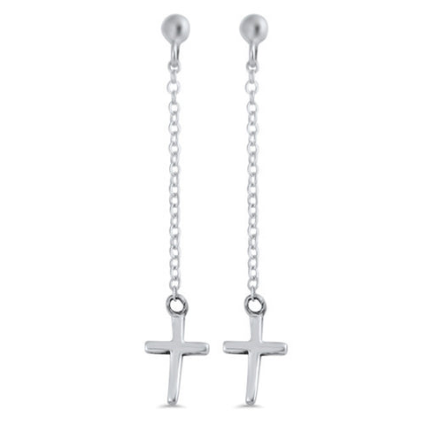 Long Chain Cross Earring,E30015,Plain Design