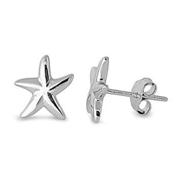 Starfish Sterling Silver Earring,E30018,Plain Design