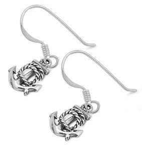 Mini Anchor Sterling Silver Earrings,E30022,Plain Design
