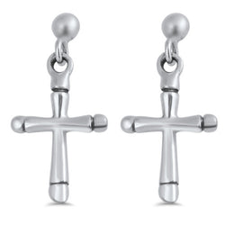 Cross Sterling Silver Earrings,E30023,Plain Design