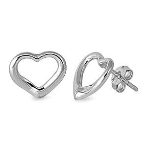 Heart Sterling Silver Earrings,E30030,Plain Design