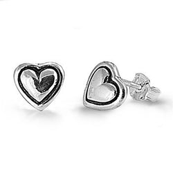 Solid Heart Sterling Silver Earrings,E30032,Plain Design