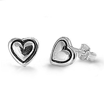 Solid Heart Sterling Silver Earrings,E30032,Plain Design