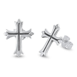 Solid Cross Sterling Silver Earrings,E30033,Plain Design-Wholesale