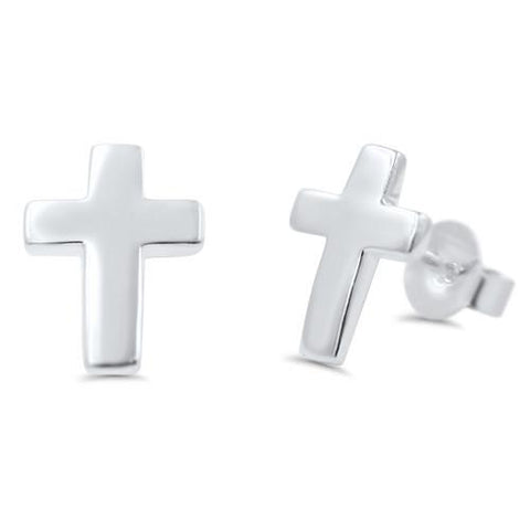 Silver Cross Earrings,E30043,Plain Design-Wholesale