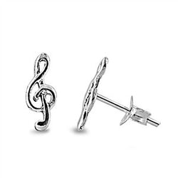 Music Notes Sterling Silver Earrings,E30044,Plain Design