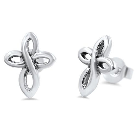 Twisted Cross Sterling Silver Earrings,E30045,Plain Design-Wholesale