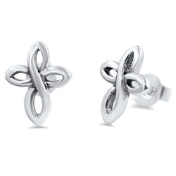 Twisted Cross Sterling Silver Earrings,E30045,Plain Design