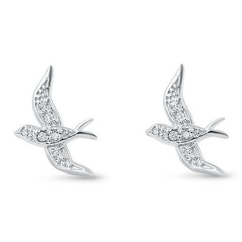 Bird Sterling Silver Earrings,E30050,Plain Design-Wholesale