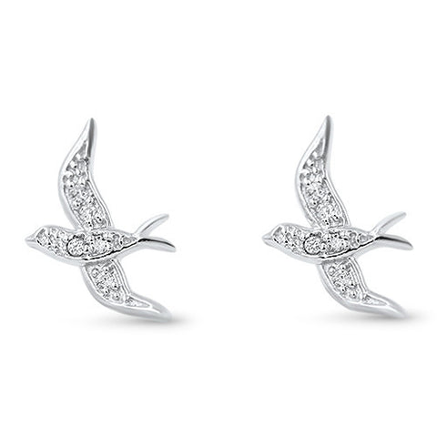 Bird Sterling Silver Earrings,E30050,Plain Design