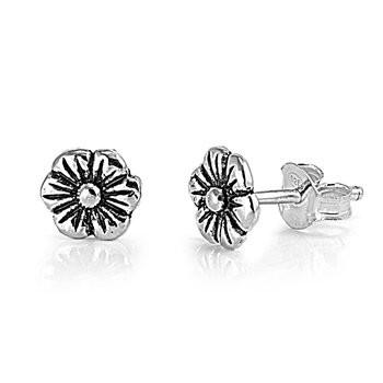 Mini Flowers Sterling Silver Earrings,E30054,Plain Design-Wholesale