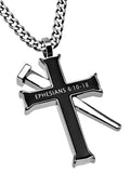 Black Established Cross Necklace, "Armor Of God"