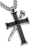 Black Established Cross Necklace, "Chief Sinner"