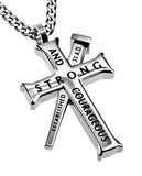 Silver Established Cross Necklace, "Courage"