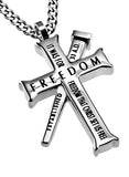Silver Established Cross Necklace, "Freedom"