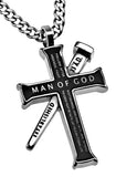 Black Established Cross Necklace, "Man Of God"