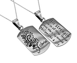 Women's Dog Tag, "His Strength"