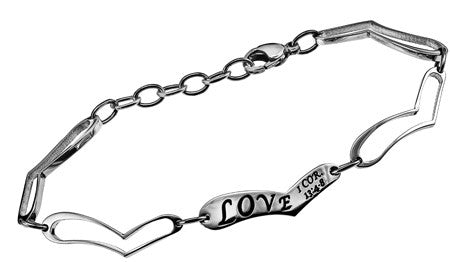 Heart Link Bracelet, "Love"