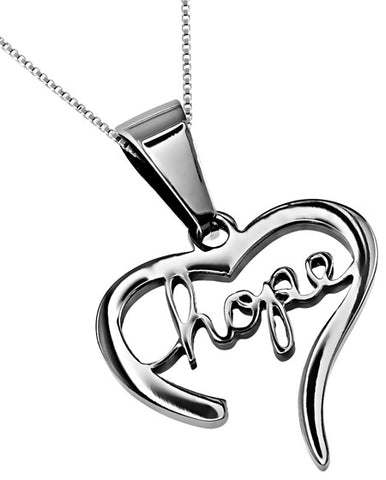 Hand Writing Heart Necklace, "Hope"