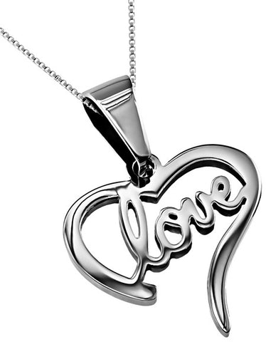 Hand Writing Heart Necklace, "Love"