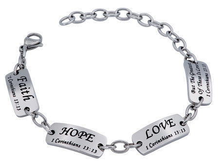 Identity Bracelet, "Faith Hope Love"