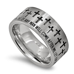 Knight Stainless Steel Ring, "FOLLOW ME"