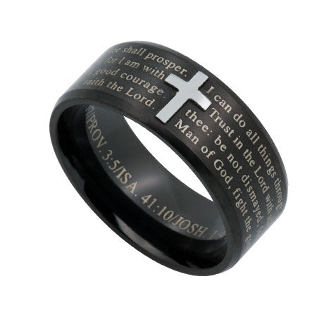 Logos Ring Black, "Christ My Strength"